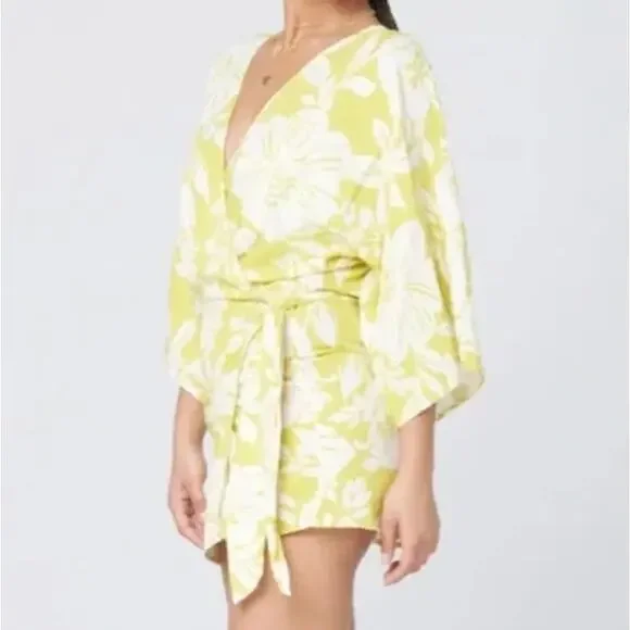 L*Space Pfeiffer Cover-Up Wrap Dress In Havana Blooms L Bikinis